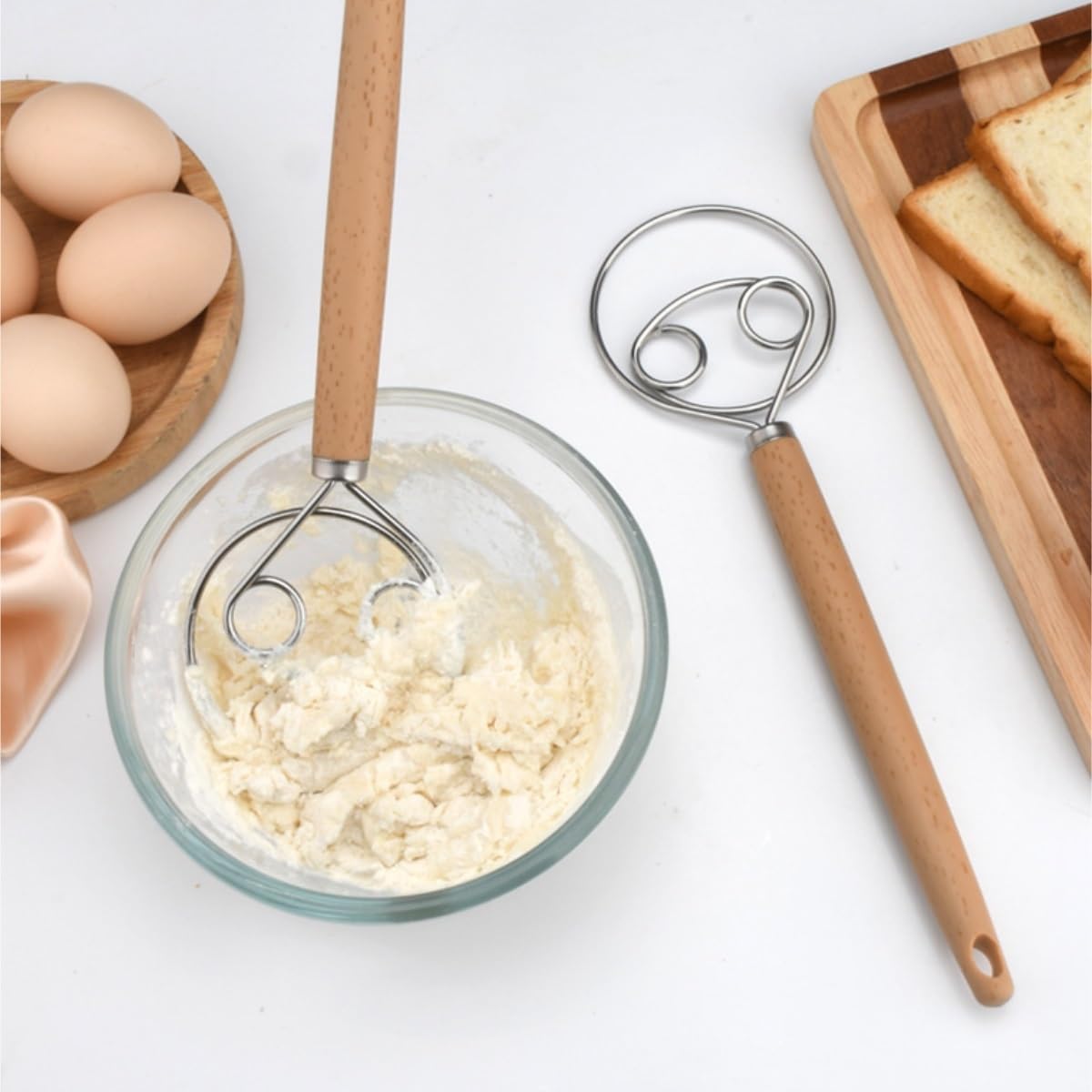 Batidor Varillas Cocina Mezclador De Masa Manual De Acero Inoxidable, Mezclador De Masa En Polvo, Herramienta For Hacer Masa Barillas Batir Batidor De Huevo