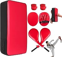 Tideme 7-in-1 Taekwondo Kick Pad Set - PU Leather Focus Mitts, Punching Targets & Hand Wraps for Boxing, MMA, Karate Training