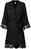 Womens Lace Trim Bride Bridesmaid Robes - Silk Like Bridal Party Robes for Wedding, Embroidered Satin Kimono