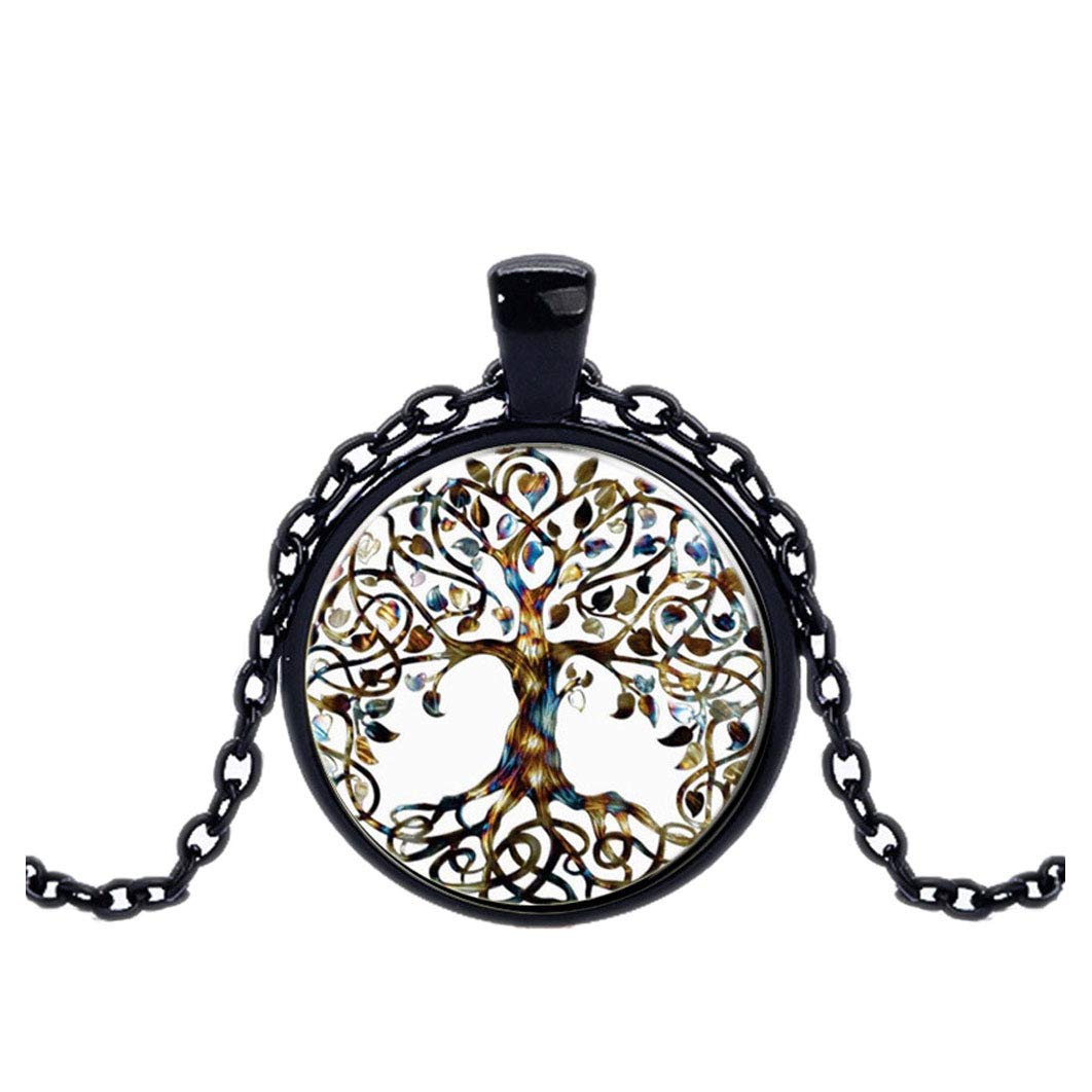 FOY-MALL Fashion Metal Glass Tree Pendant Chain Necklace XL1610N