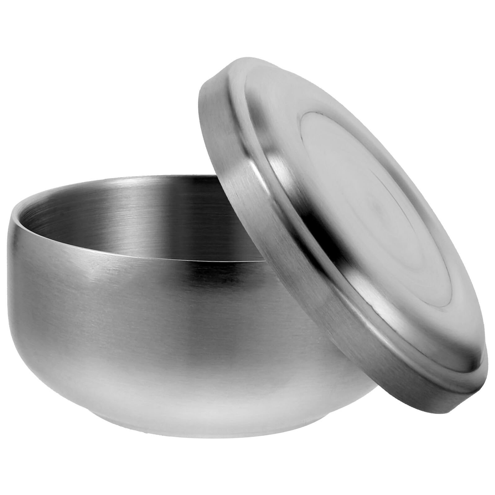 Healvian Cuenco de Afeitar Cómodo para Aplicar Crema y Jabón para Hombres Diseño Práctico y Duradero de Acero Inoxidable con Tapa Adecuado para Uso en Salón Casa