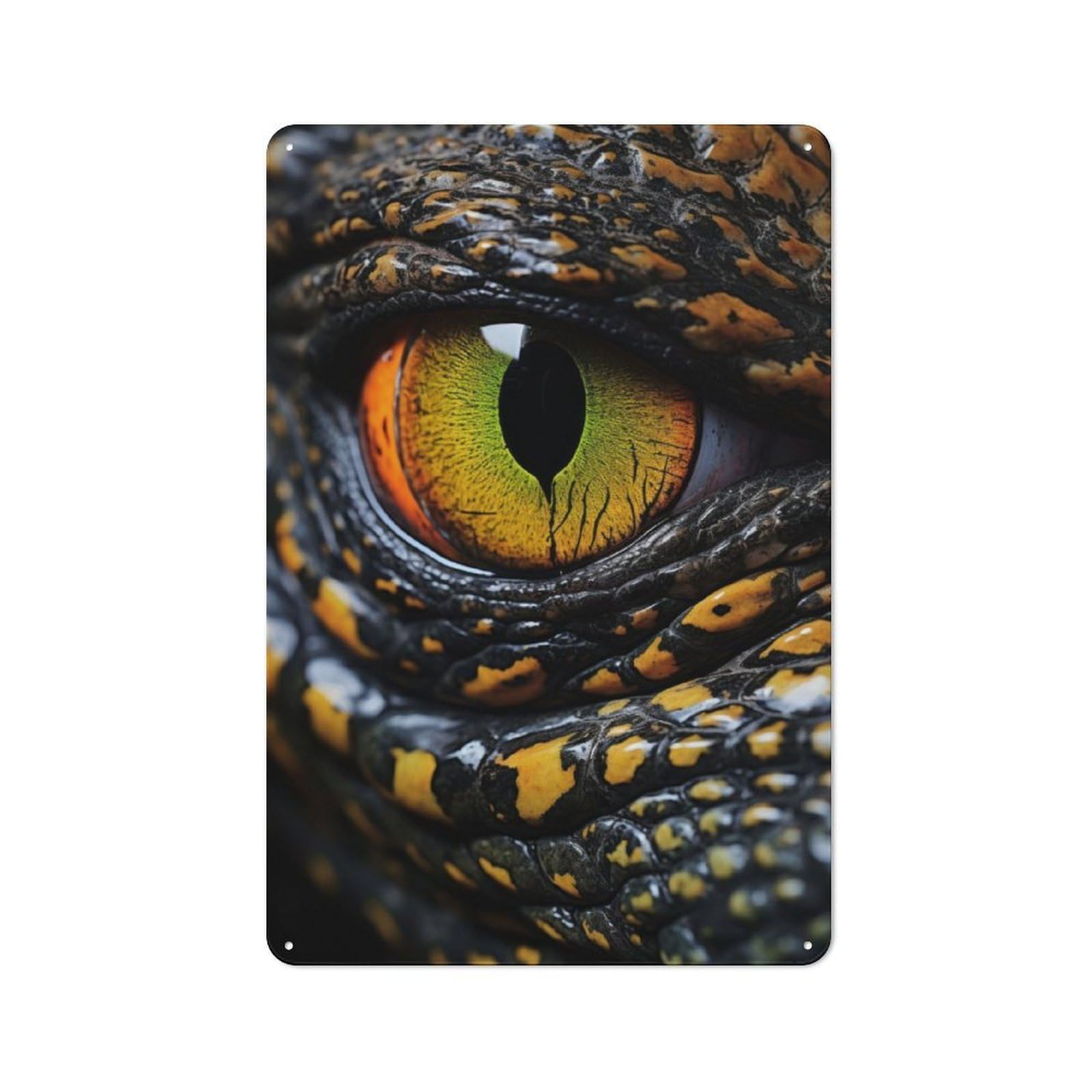 Junmoney Reptilian Gaze Printed Metal Sign 30X20cm For Studio Or Craft Room, For Creative-Space Collectors