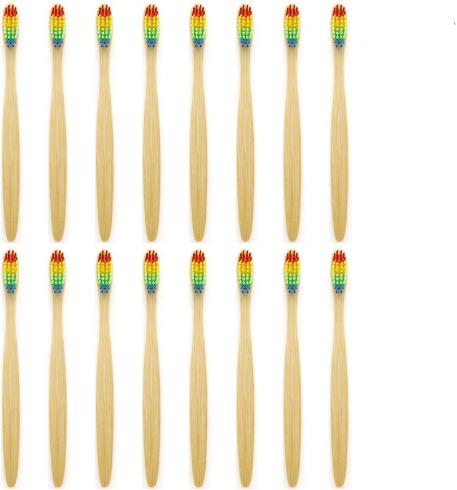 Bamboo Toothbrush - Biodegradable Toothbrushes,Genkent Natural Bamboo Toothbrush - Made from High Quality Nylon Bristles & Solid Bamboo Handle,16 Pack