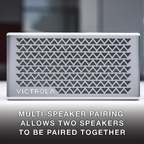 Image of Victrola Music Edition 2 - Tabletop Bluetooth Speaker, IP67 Water & Dust Resistant, 20 Hr Battery Life, Multi-Speaker Pairing, Premium Sound & Passive Bass Radiator, Wireless & USB-C Charging (Silver)