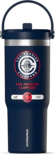 Miniatura 9 de Hydrapeak x NBA Vaso Nomad con Licencia Oficial de Golden State Warriors de 32 oz con Asa y Tapa con Popote, Botella de Agua de Acero Inoxidable a