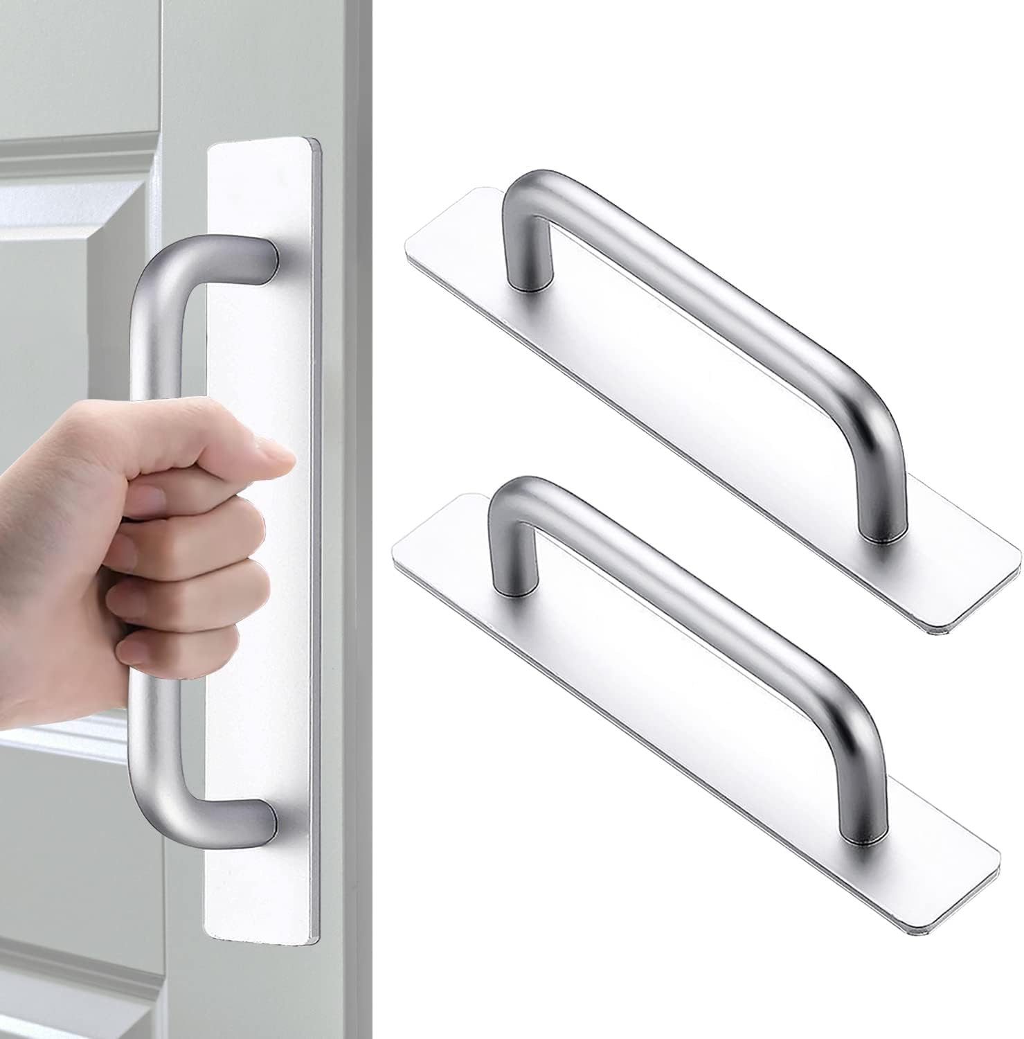 DHVSAM Adhesive Cabinet Handles, Self-Stick Instant Cabinet Handles Alloy No Drilling Push Pull Handles Helper for Kitchen Cabinet Drawer Window Sliding Closet (Silver, 2 Pcs) (B0DDXVNV3P) Amazon Price History, Amazon Price Tracker