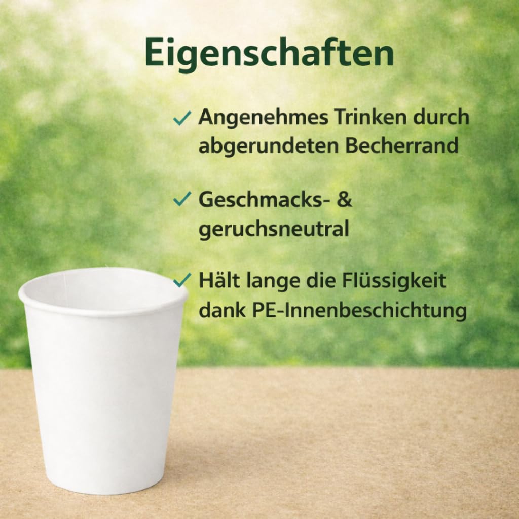 2.000 Stück Pappbecher Einwegbecher 200 ml – Papierbecher als Mundspülbecher für Zahnarzt, Arztpraxis, Krankenhaus & Pflege – Kaffeebecher Einweg, Kaffee Espresso Becher To Go, Pappbecher klein