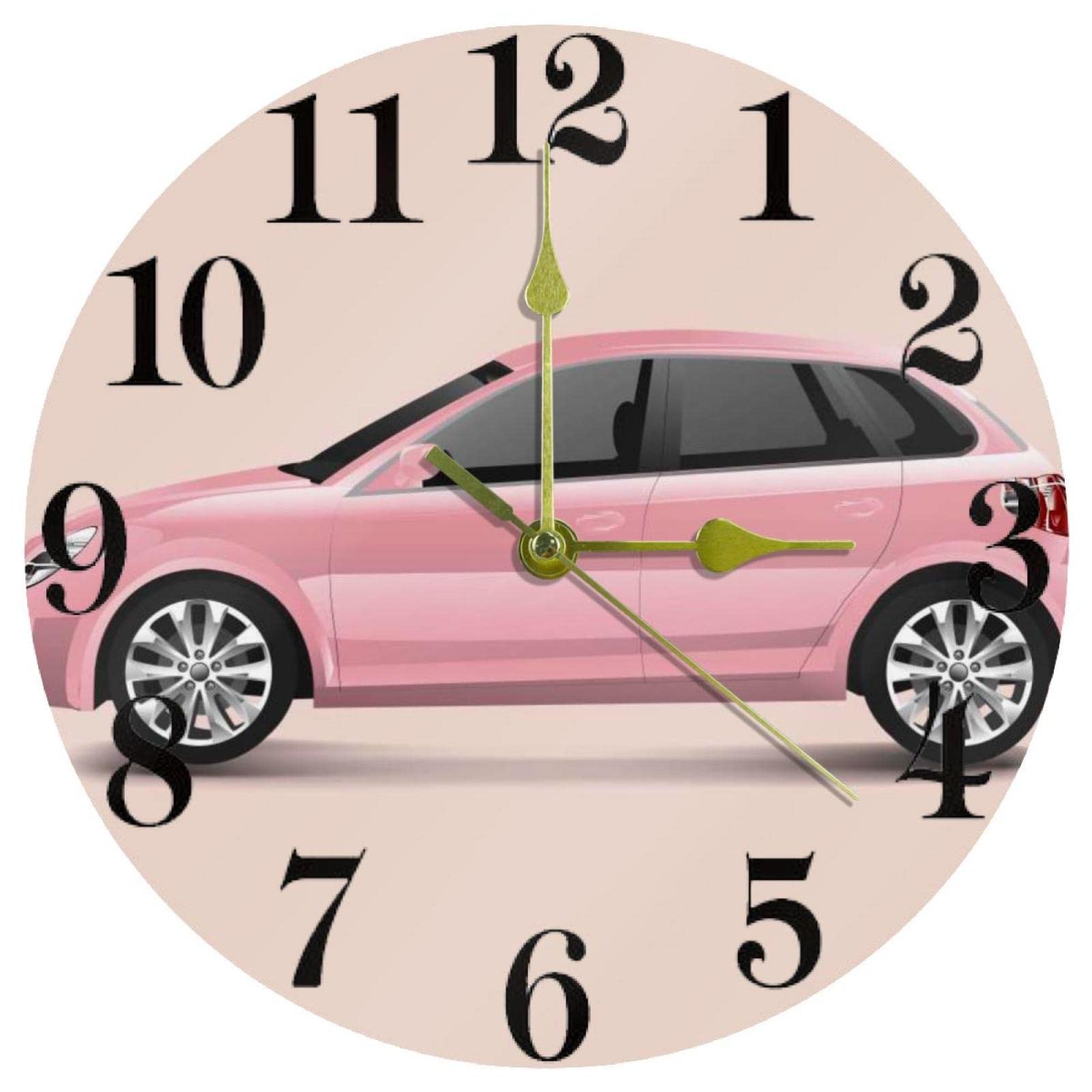 Horloge murale pour maison et bureau avec design de voiture rétro suspendu