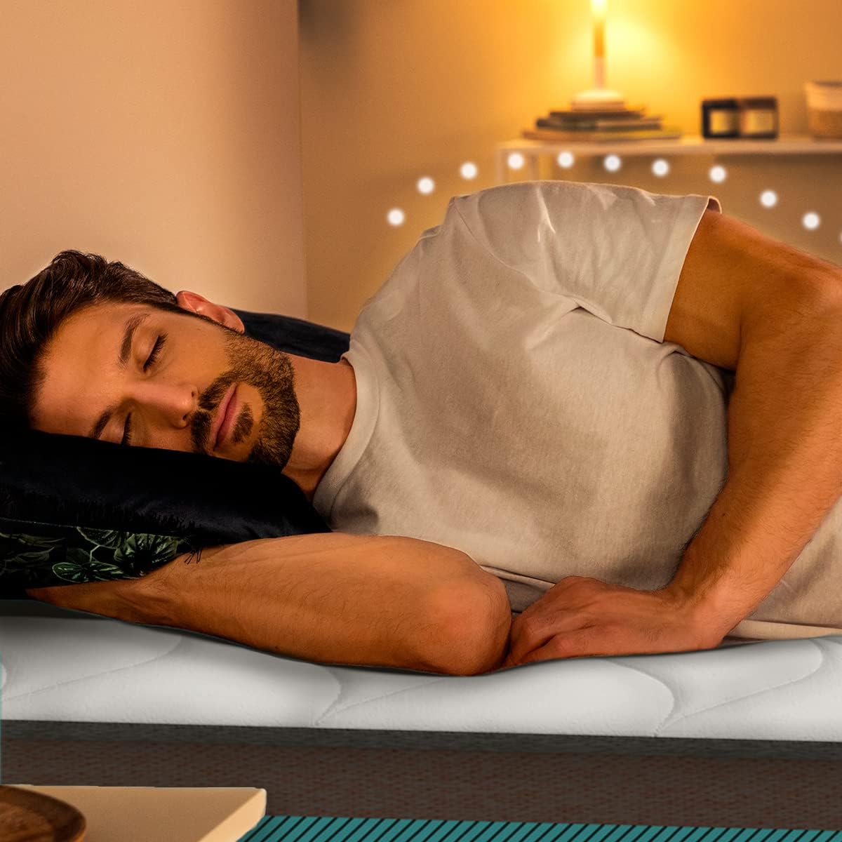 Person sleeping comfortably on Cecotec Flow 7900 Hybrid Mattress