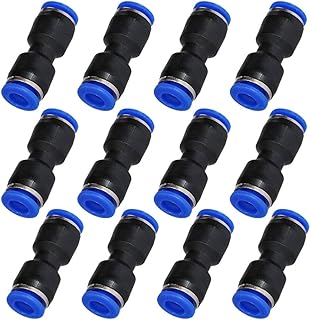 JJDD Straight Push Connectors,12 X Air Piping 6mm to 6mm (1/4) Release Air Line Fittings Pneumatic Union Quick Release Tube Fitting Air Quick Connect Fittings