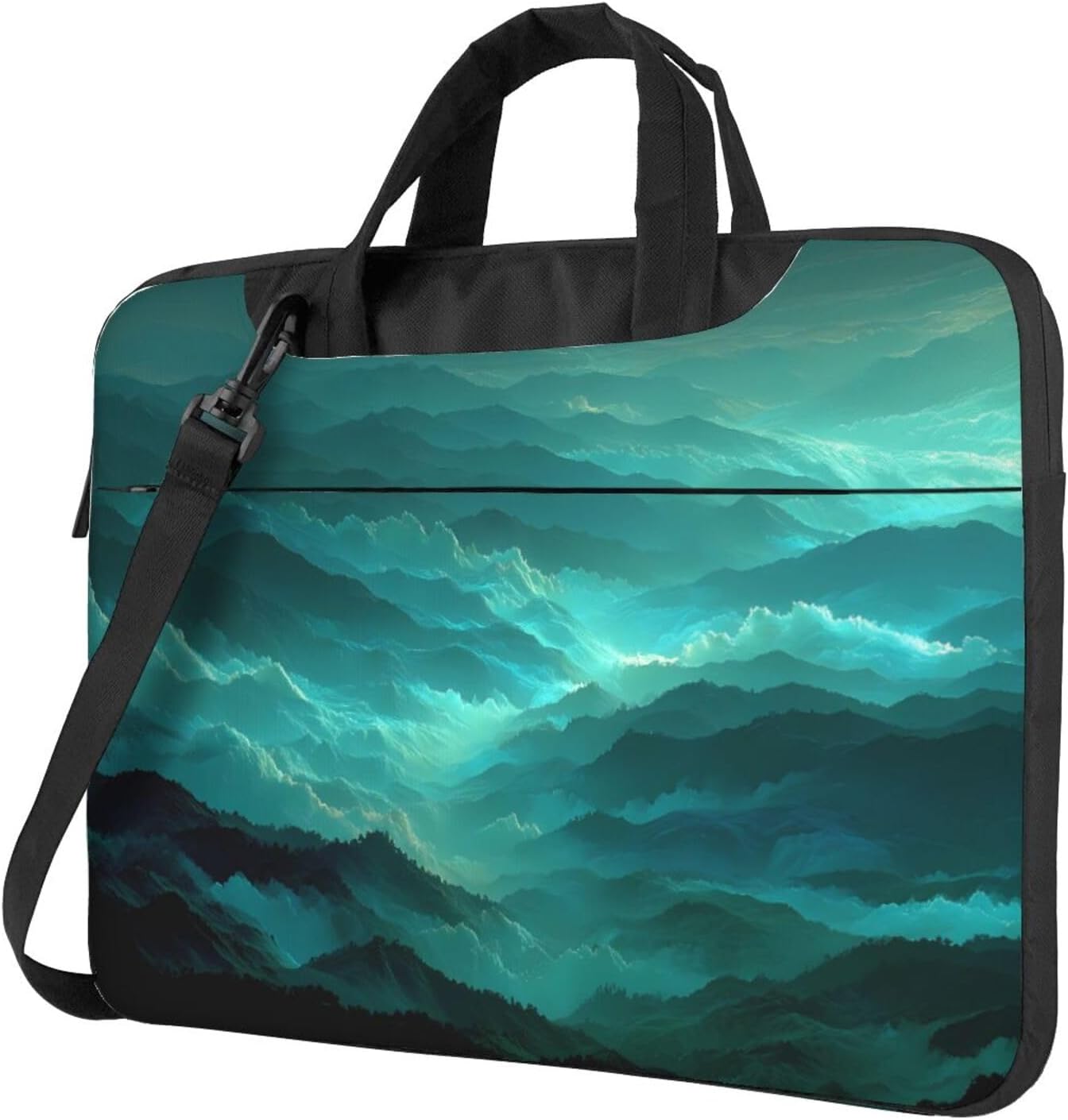 Laptop Bag with Unique Green Mountains Pattern Light and Easy To Carry for Business Trips Work and Study