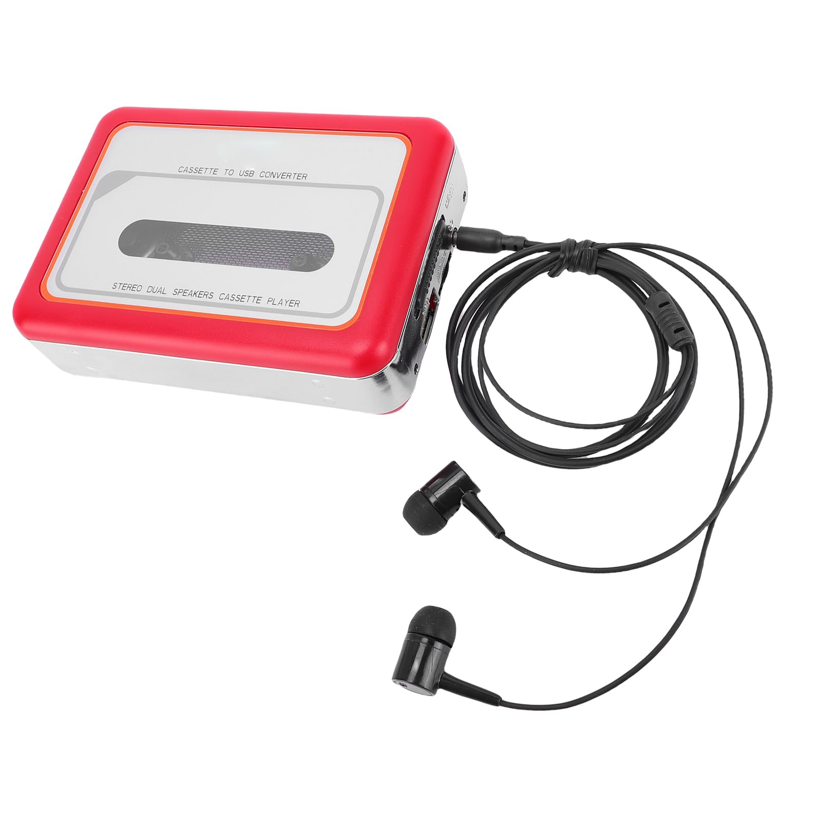 Tosuny Lettore di Cassette, Convertitore Portatile da Cassetta a Digitale, Altoparlante Integrato, Lettore Walk man, Convertitore da Cassetta USB a MP3 con Jack per Cuffie da 3,5 Mm e (rosso)