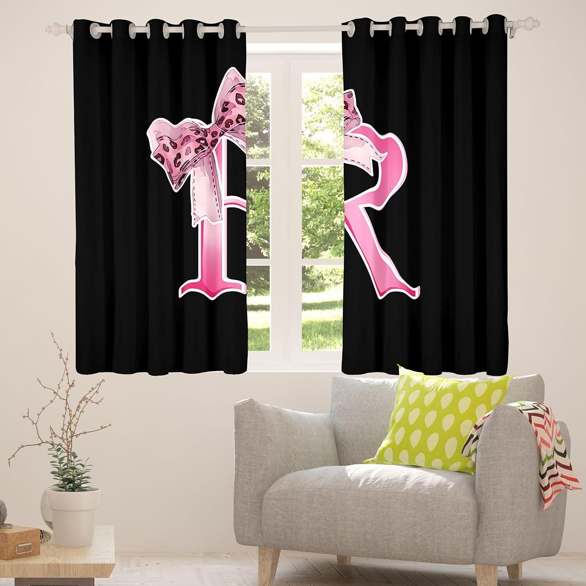 Feelyou Pink Leopard Bow R Curtains 2 Panels 42x90 Inch image 4