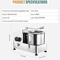 Vista 6 de Procesador de alimentos comercial, procesadores de alimentos de acero inoxidable de 1800 W, picadora eléctrica de verduras resistente con control