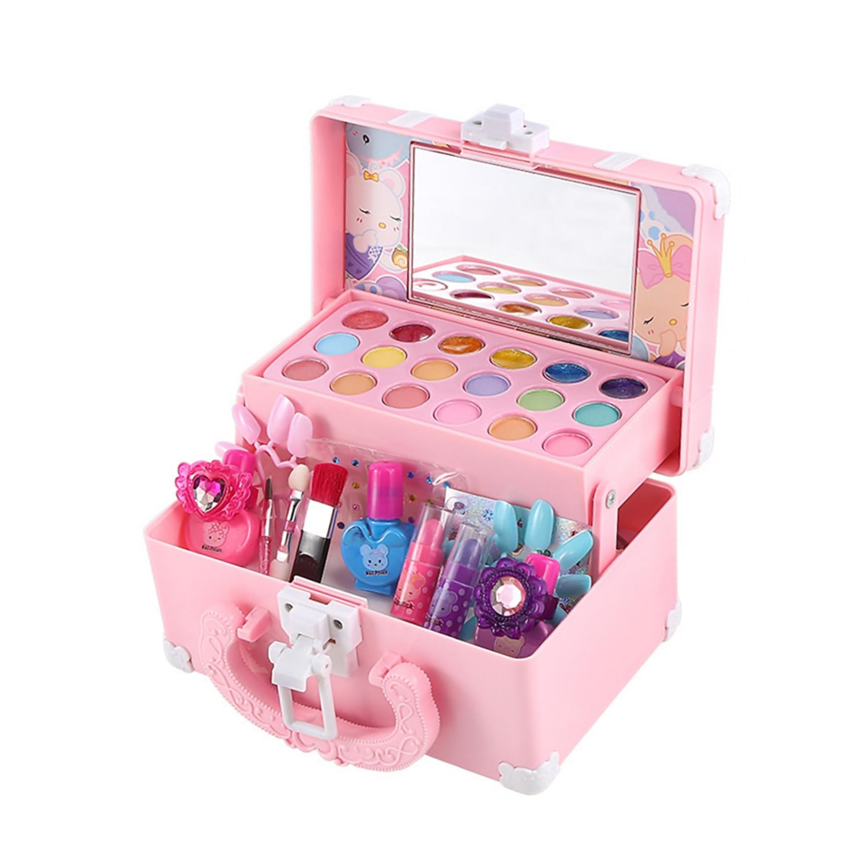 Kinder Schminkspielzeug für Mädchen, Prinzessin Kosmetikset aus Abs Rosa