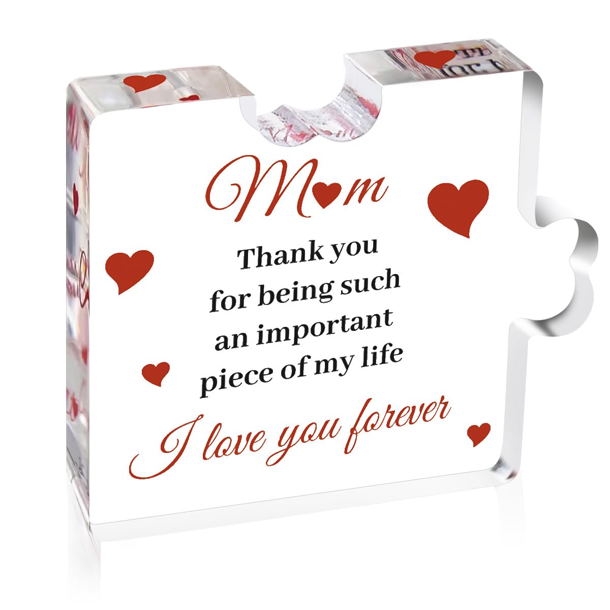 Gifts for Mom - Engraved Acrylic Block Puzzle Heartwarming Present for Mom from Daughter, Son, or Dad - Thoughtful Birthday, Mothers Day or Christmas Gifts Stocking Stuffers (Mom)