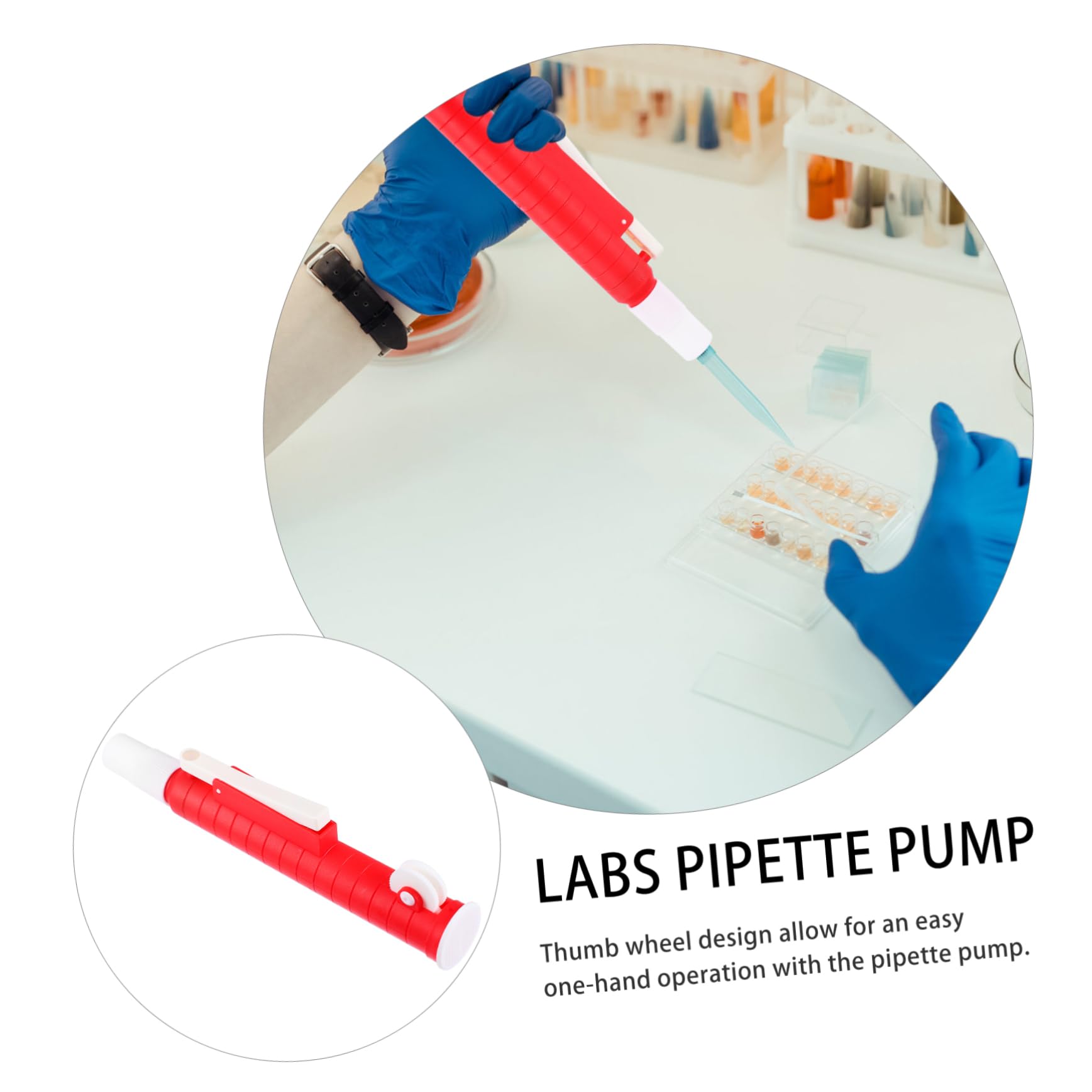iplusmile Pompe à Pipettes de Laboratoire en Pp Rouge 25ml Distribution Rapide et Remplissage Précis pour Expériences Scientifiques