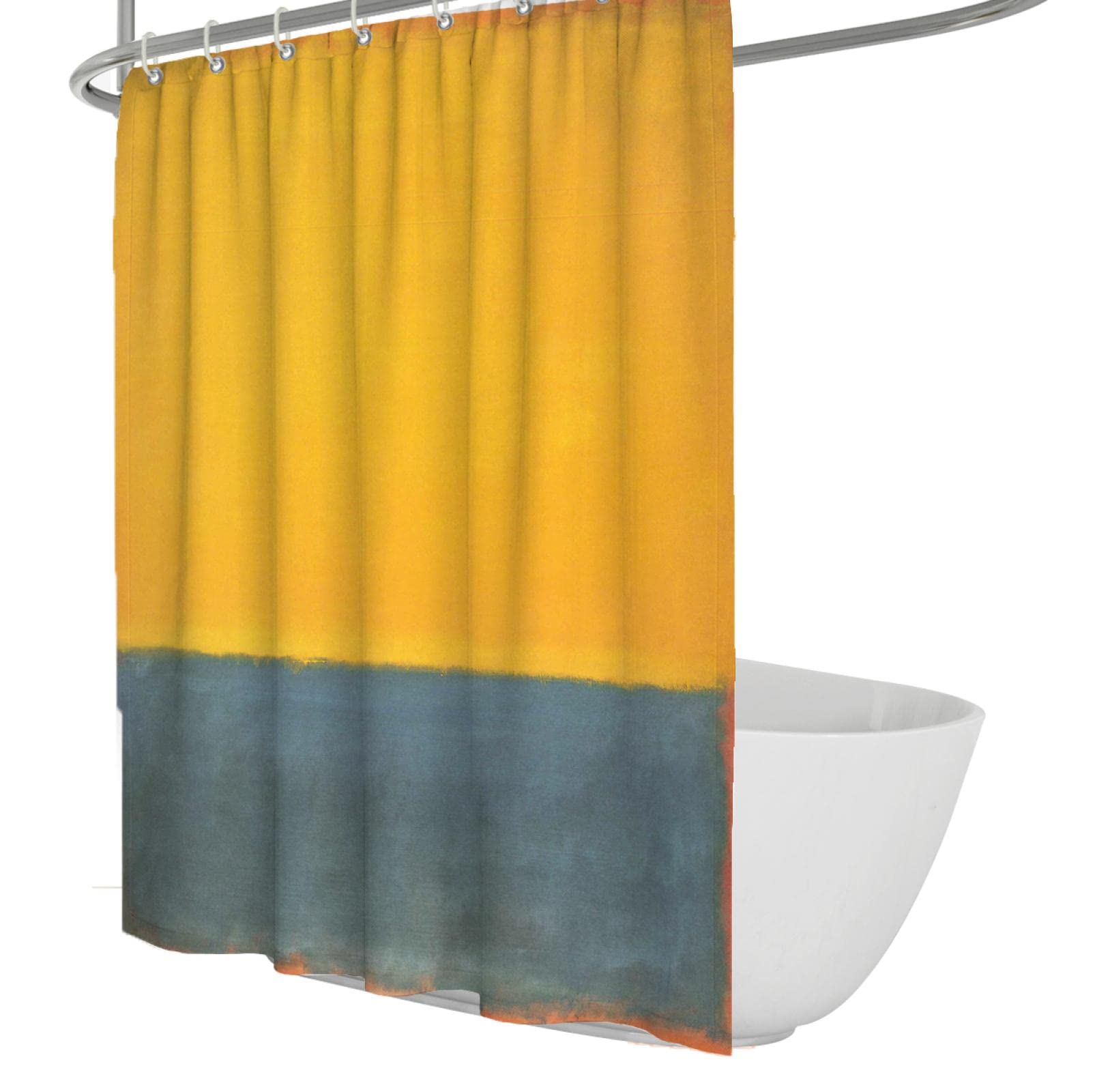 Żółta zasłona prysznicowa Mark Rothko niebiesko-szara tkanina zasłony prysznicowe do łazienki, standardowy rozmiar, zestaw zasłon łazienkowych z haczykami, 275 x 180 cm