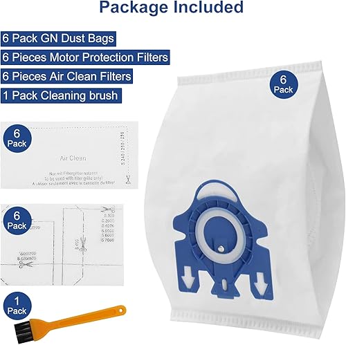Miniatura 6 de Paquete de 6 bolsas de repuesto 3D Airclean GN para bolsas de aspiradora Miele GN, Classic C1, C1 completo, C2 completo, C3, S227, S240, S270, S400,