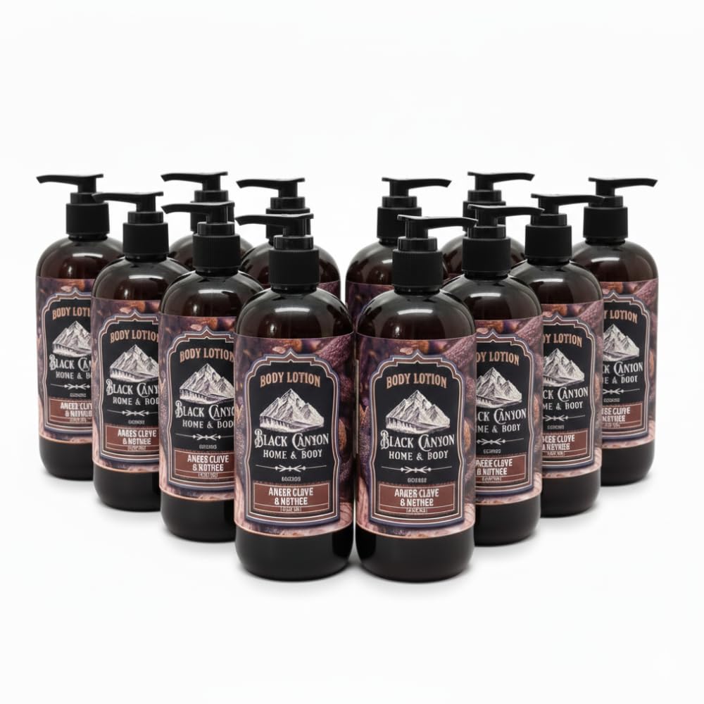Black Canyon Amber Clove Nutmeg Scented Body Lotion with Lanolin and Jojoba Oil 12 Oz 12 Pack