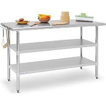 Hally 24"x30" Stainless Steel Prep Table NSF Commercial Kitchen Work Table | 2 Adjustable Undershelves, Removable Hook, Heavy Duty Utility Table, Metal Tables, for Restaurant, Kitchen, Home, Garage