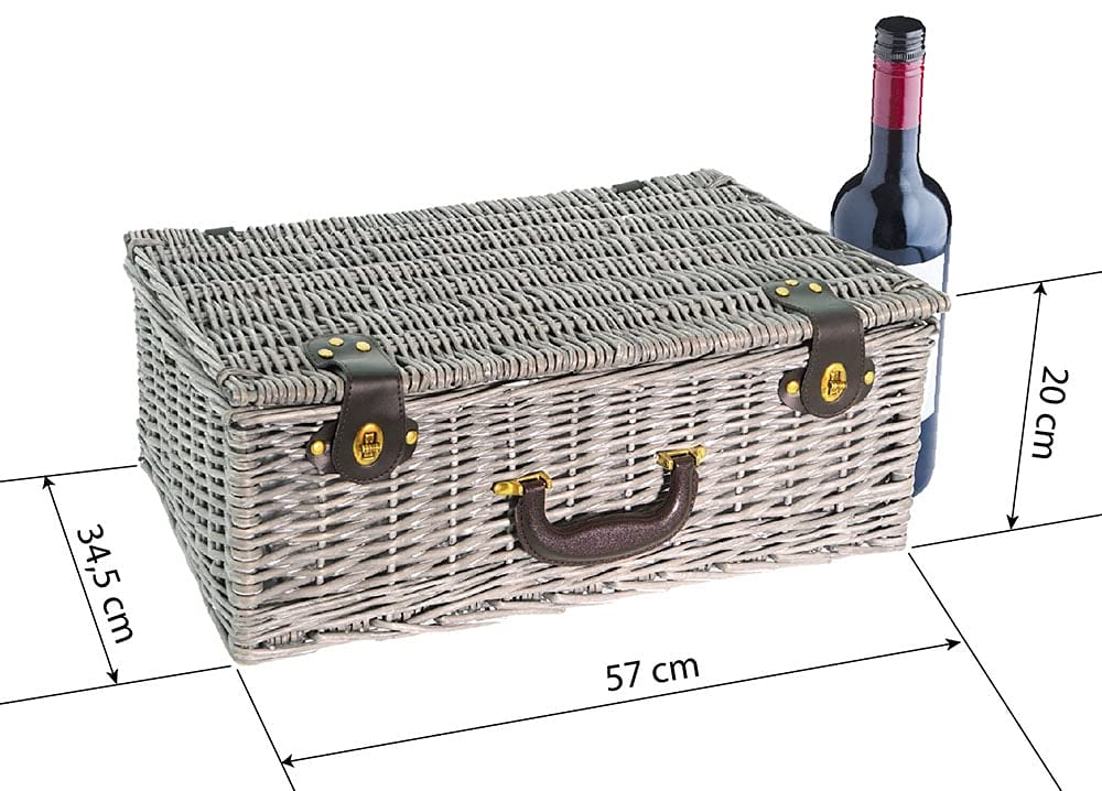 Smak Picknickkorb für 6 Personen, 40 teiliges Picknick-Koffer Set, Weide, Tragegriff, Geschirr, Besteck, Salz- und Pfefferstreuer, mit Zubehör, Outdoor, Camping