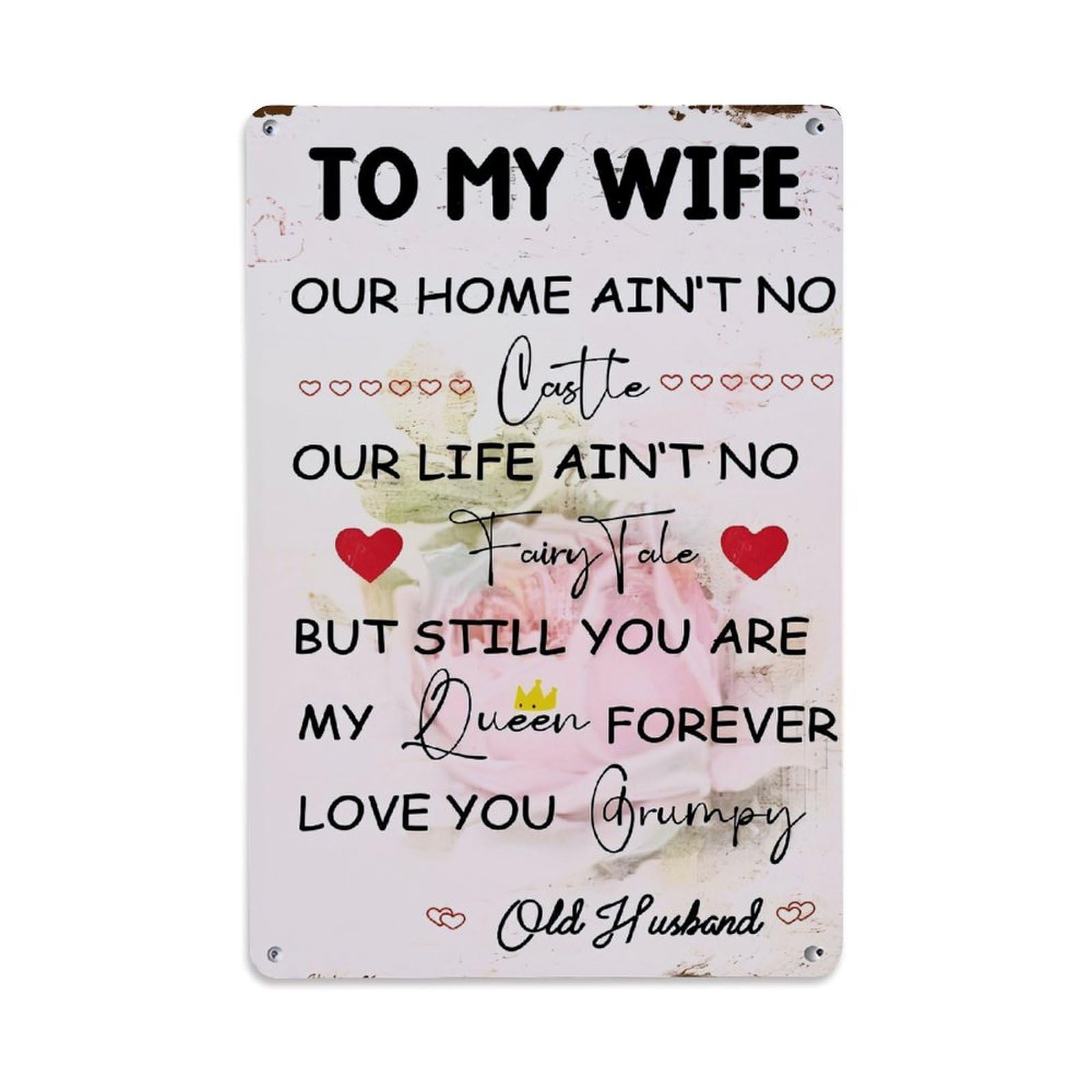Jdfenggu Vintage To My Wife Our Home Ain't No Castle Our Life Retro Metal Tin Sign, Decor Art Poster For Bar, Home, Man Cave, Kitchen, Laundry Room Gift 8X12inch