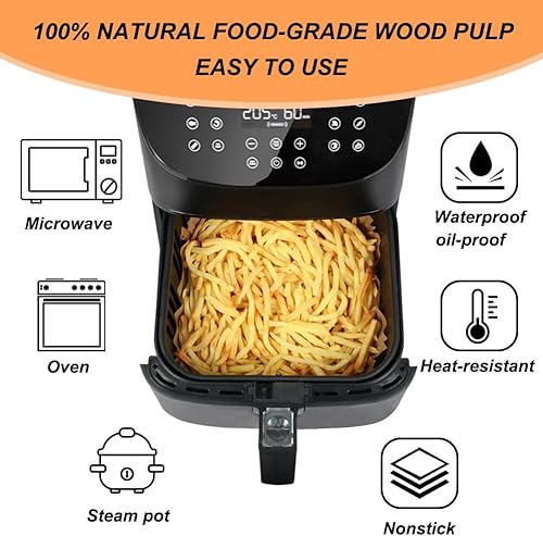 Miniatura 6 de BYKITCHEN Hojas para freidora de aire para parrilla Ninja AG301, Cosori, freidora de aire Gourmia, filtros de papel pergamino cuadrados de 9