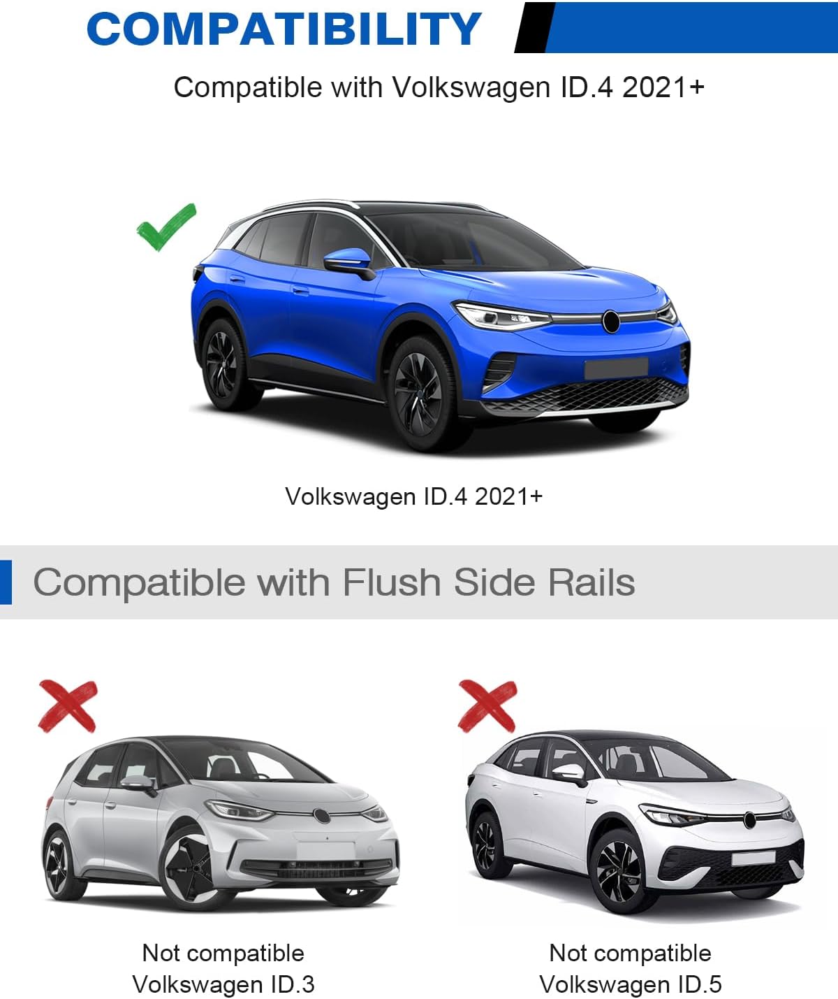 Wonderdriver Roof Rack Cross Bars 300lbs Compatible with Volkswagen VW ID4 ID.4 2021-2026, Lockable Heavy Duty Aluminum Roof Rails Crossbars Cargo Canoe Black Rooftop Cargo Carrier.