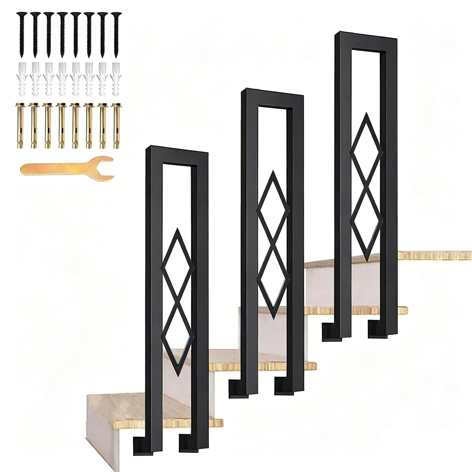 TBATM U-Shaped Stair Rail, Metal Bannister Rail for Stairs