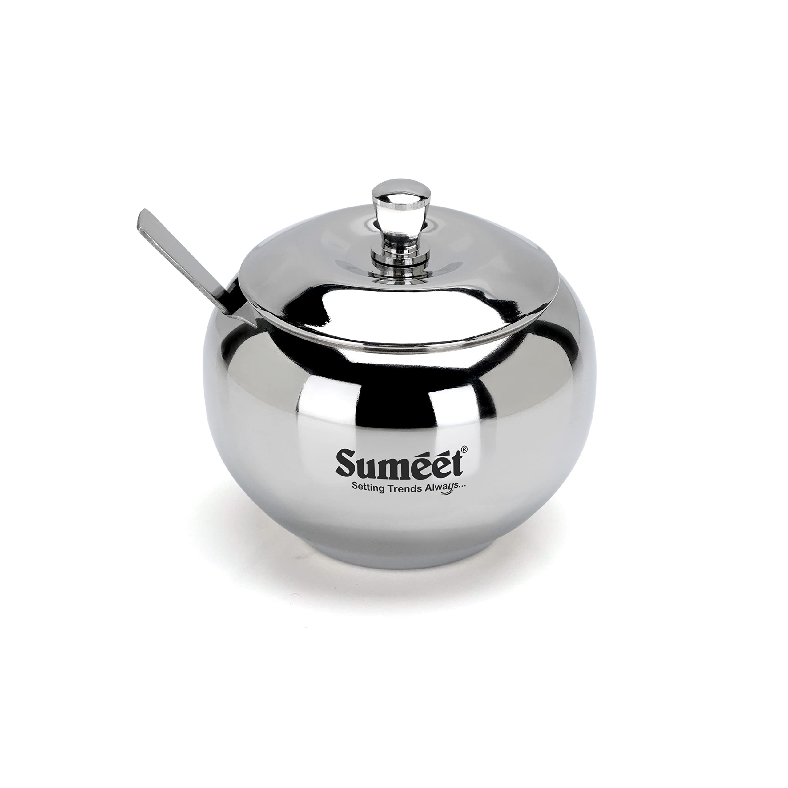 Sumeet Stainless Steel Ghee and Oil Pot, Storage Container with Spoon for Kitchen, 9.5cm Dia, 330ML - (Pack of 1), Silver-picture-32