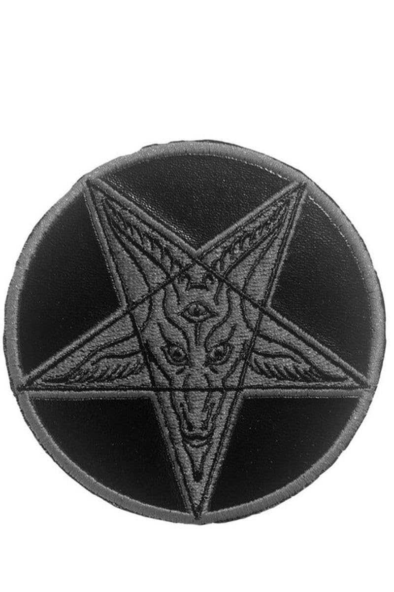 Kreepsville 666 Unisex Black Satanic Circle Shiny Pu Patch Baphomet Embroidered Iron-On