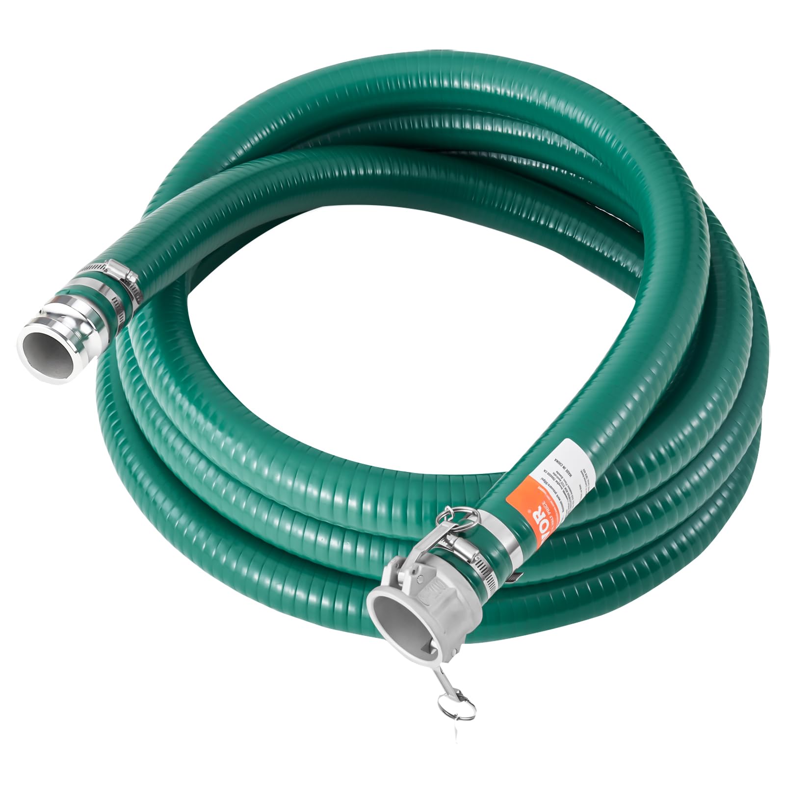 VEVOR Tubo di Aspirazione, 50,8 mm x 6,10 m, Tubo Verde con Connettori Camlock e Raccordi in Alluminio, Adatto a Varie Pompe, per Trattamento di Acque Reflue, Trasporto Acqua e Altri Scopi Agricoli