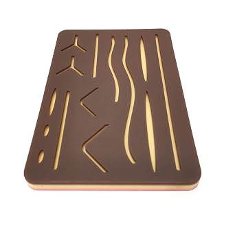 Suture Practice Pad, Black Skin Suture Module, Multi-Wound Imitation, 3 Layer with 14 Wound, Reusable Silicon Suture Pad for Suture Training, Training and Nurses for Practice of Medical