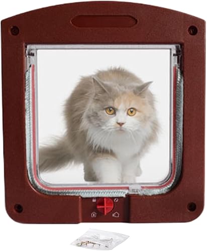 Miniatura 9 de Puerta interior para gatos  Puerta con solapa para gatitos con bloqueo de 4 vías  Solapas resistentes a la intemperie para cachorros para