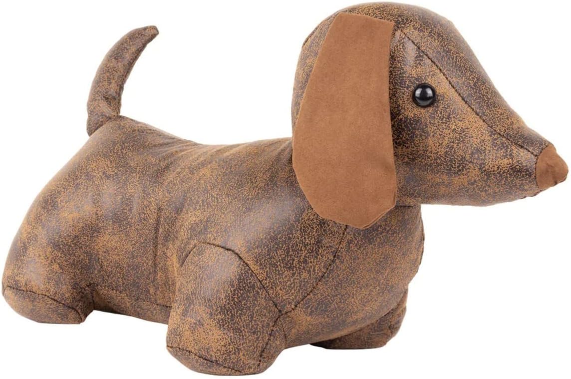 Paoletti Faux Leather Dexter Dog Doorstop – Heavyweight, Sand Filled, Decorative Animal Door Stopper, PU, 21 x 20 x 30 cm