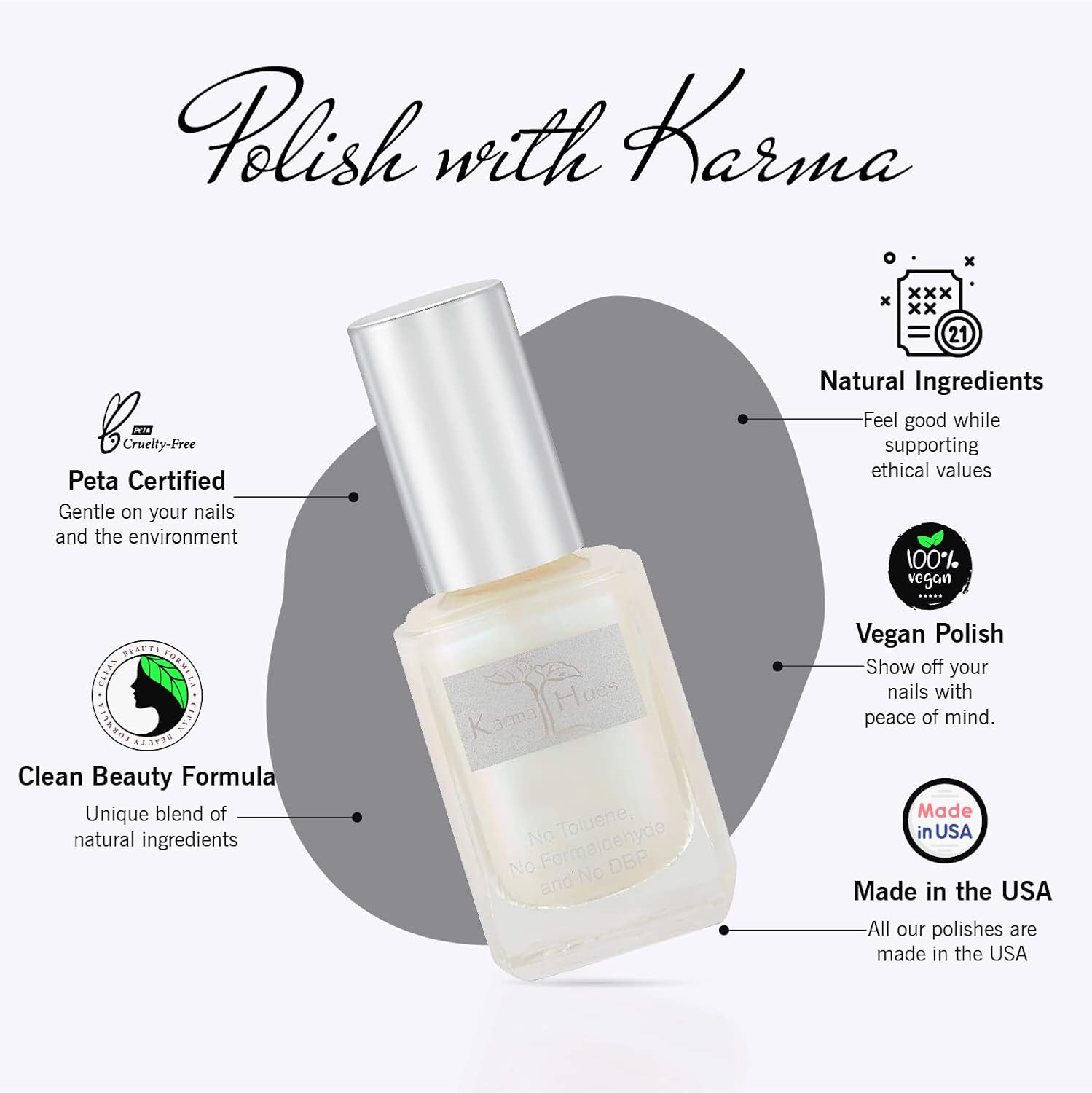karma organic Nail Polish - Quick Dry Nail Lacquer, Non-Toxic, Vegan, and Cruelty-Free Nail Paint Art for Adults & Kids - (Iridescence, 0.43 fl oz.)