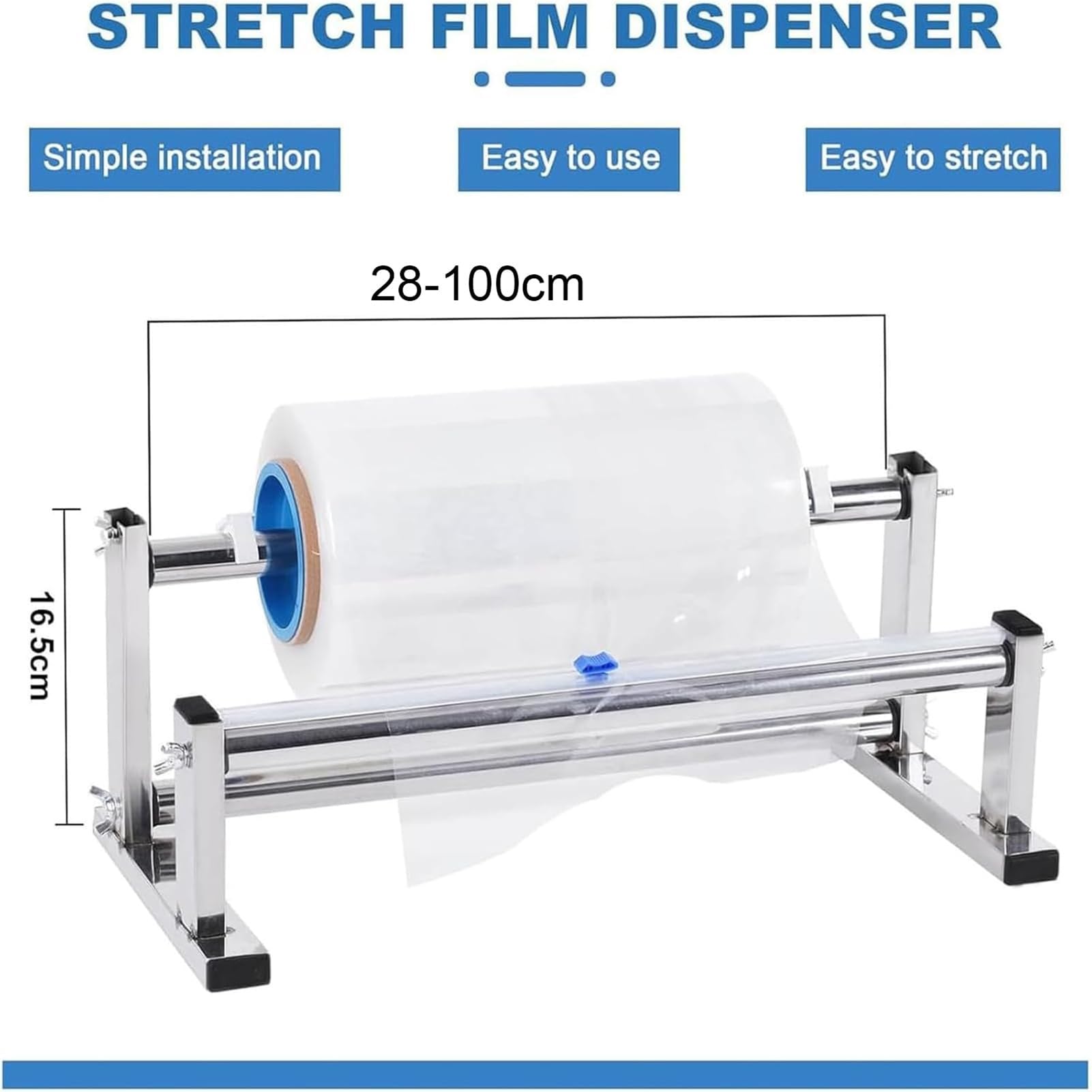 Distributeur manuel de film étirable avec coupe-diapositives, convient pour entrepôts et supermarchés, machine à enrouler le film, diamètre intérieur du tube en papier : 76 mm
