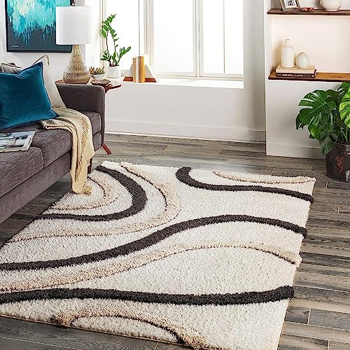 Image of Modern Quality Carpet /Trending Design Hand Woven Fluffy Rug /Mats for Bedroom /Dinning Hall /Living Room 2-inch Thick [Size 5x7 feet]
