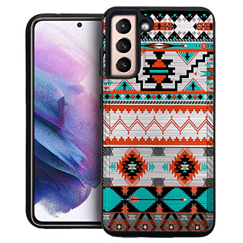 CasesOnDeck Dual Layer Case Compatible with [Samsung Galaxy S21 / S21 5G (2021)] [Brushed Armor] Slim Fitted Shockproof Shell Case (Western Pattern)