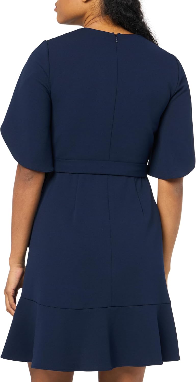 DKNY Womens Tulip Sleeve Scuba Crepe Faux Wrap Dress - Image 3