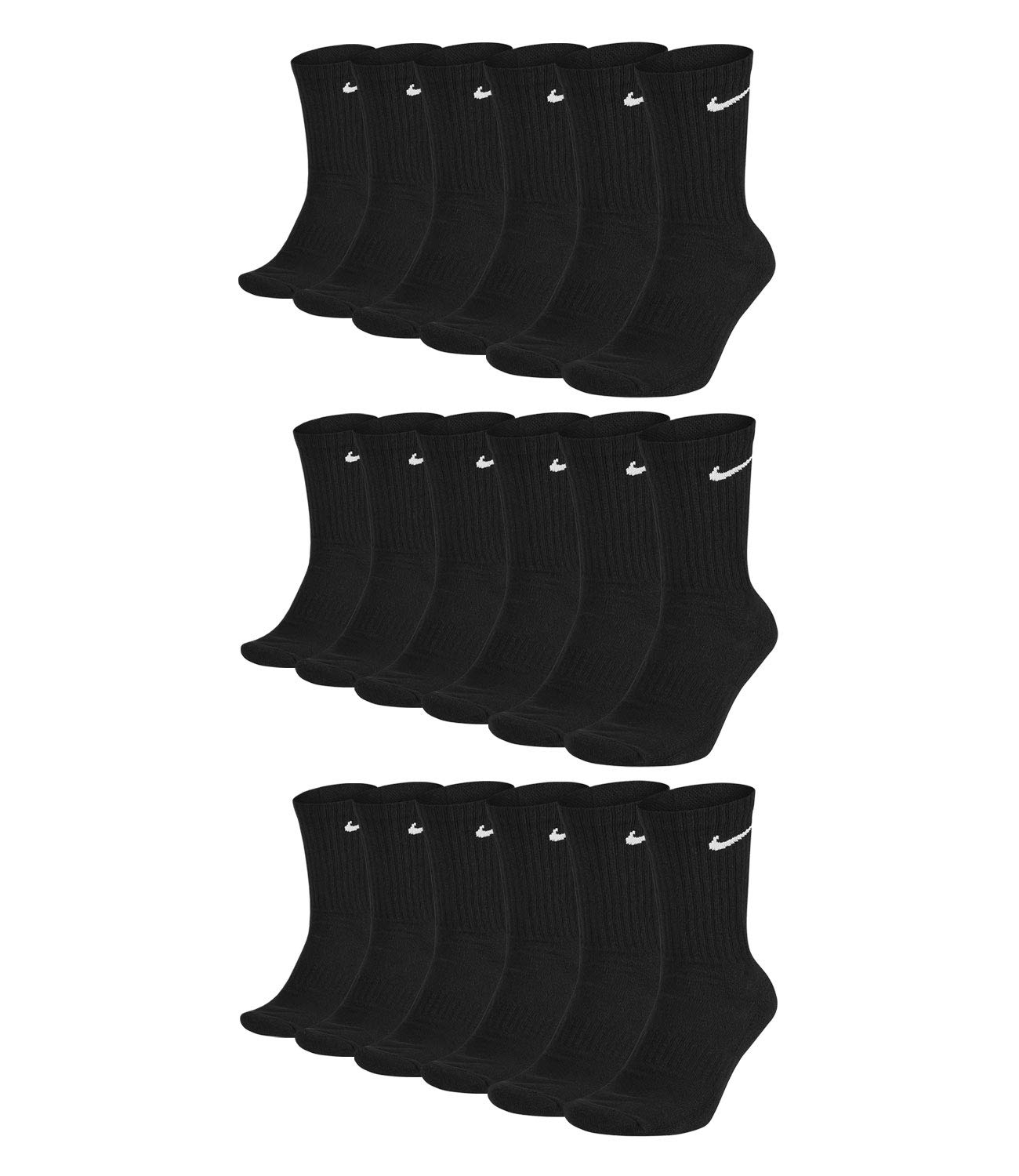 Nike U NK Everyday CUSH Crew Lot de 3 paires de chaussettes Noir/​noir/​blanc - - 34/​38 EU