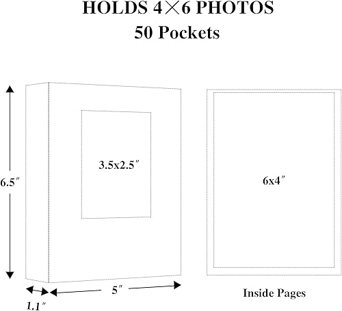 Miniatura 5 de Hiwhy Álbum de fotos de 4 x 6 pulgadas, 50 fotos, cubierta de cuero, álbumes de fotos de boda, capacidad extragrande, libro de imágenes con hermosas