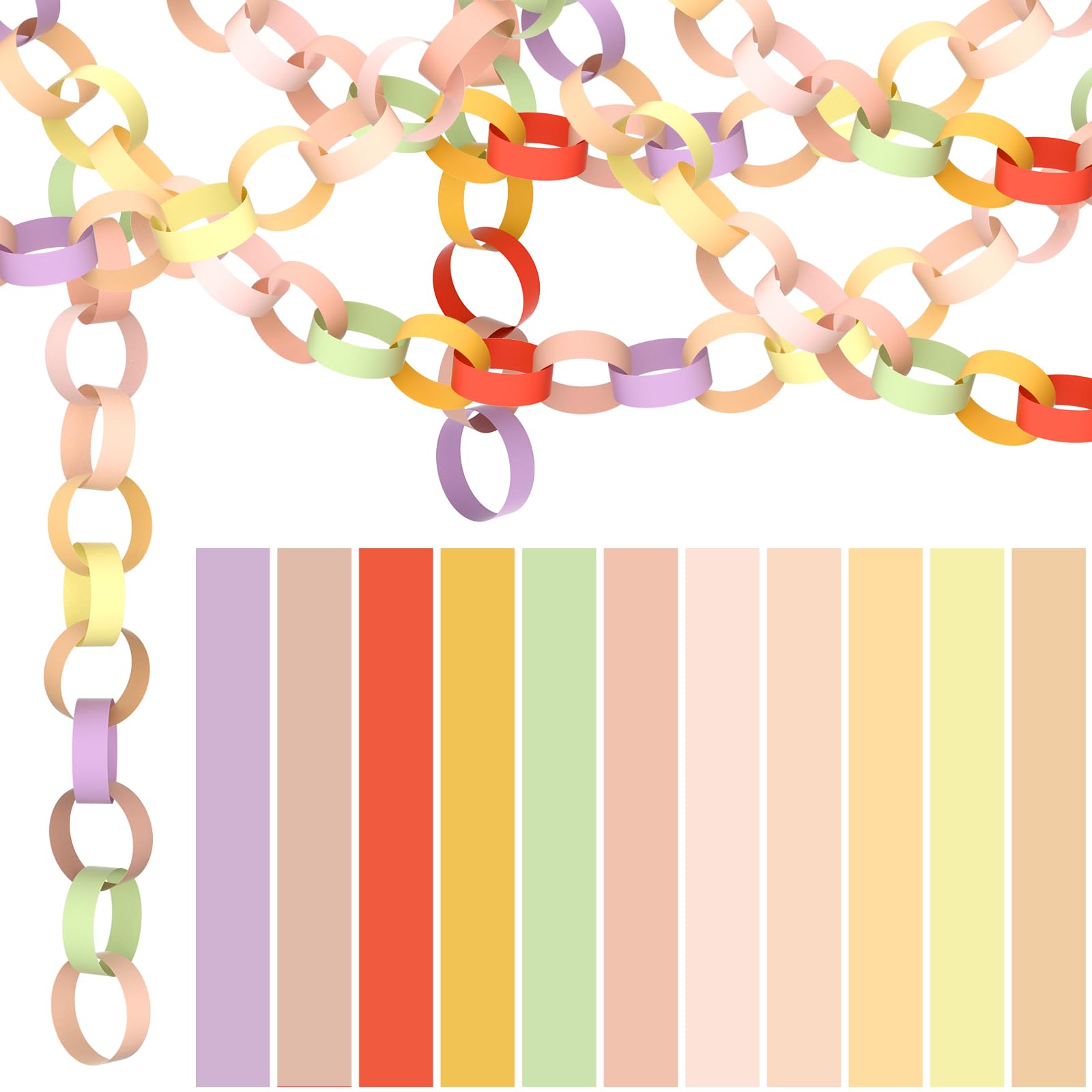 NACHLYNN 660 Pieces Paper Chains Garland Bright Colors Paper Strips for Classroom Home Party Decor (Fresh Colors)