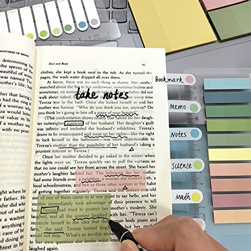 700 Transparente Haftnotizen with 6 Textmarker, Durchsichtige Transparent Sticky Notes, Pastell Highlighter Pen set No Bleed Dry Fast for Bibel Marker Notizzettel Book Annotating Tabs