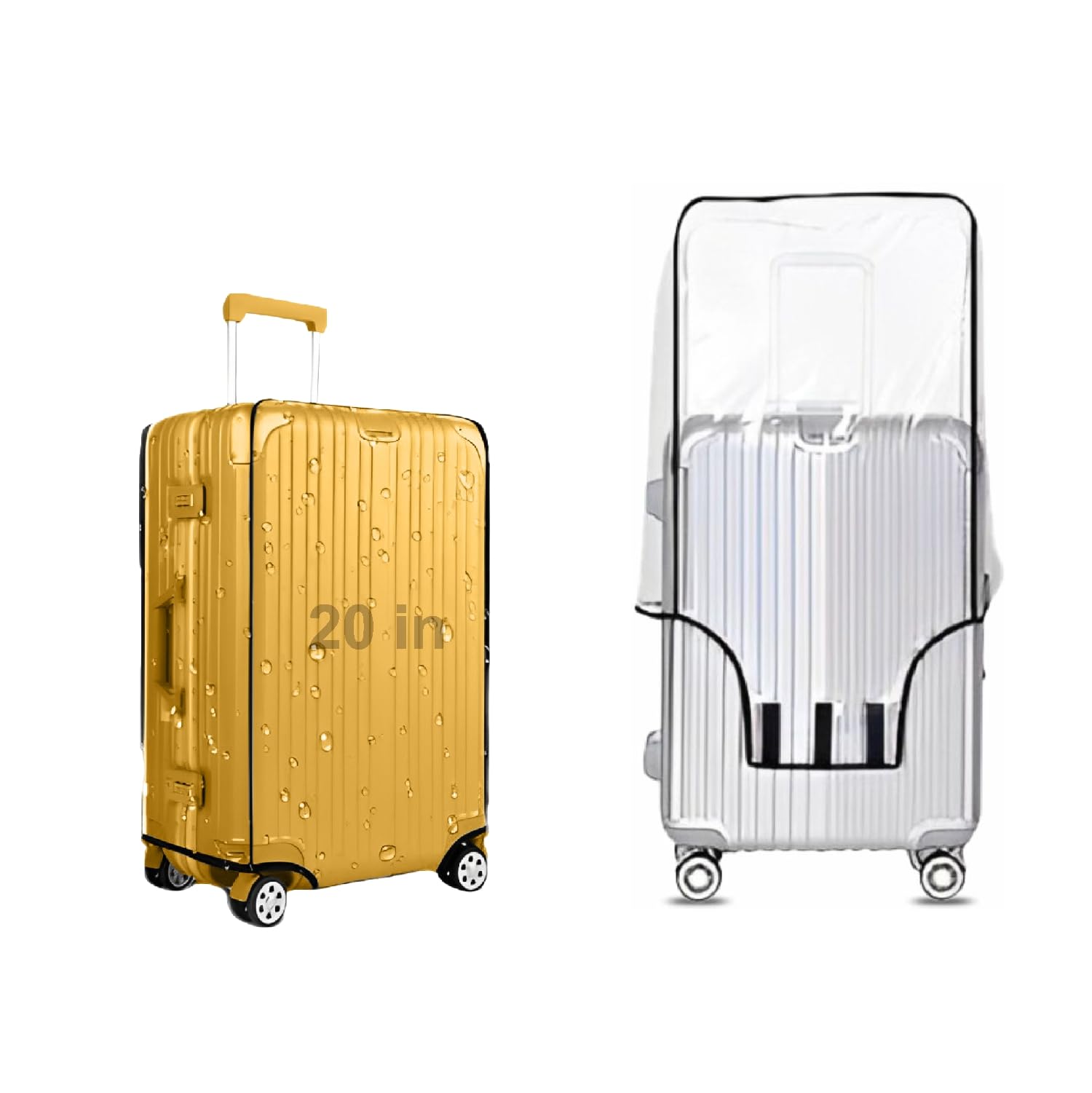 20 inch Trolley Bag Cover/Suitcase Bag Cover/Waterproof Dustproof Luggage Covers/Zippered Clear PVC Suitcase Covers Protectors (Set of 1)