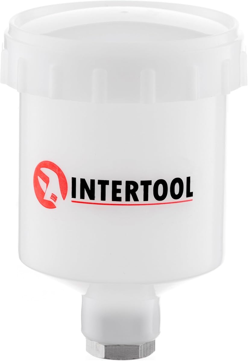 INTERTOOL Paint Gun Cup, HVLP, 125 ml / 125cc, Mini, М14 х 1 mm Thread, Replacement Holder Pot for Most Gravity Feed Small Sprayers, Plastic, Semi-Transparent PT08-1900