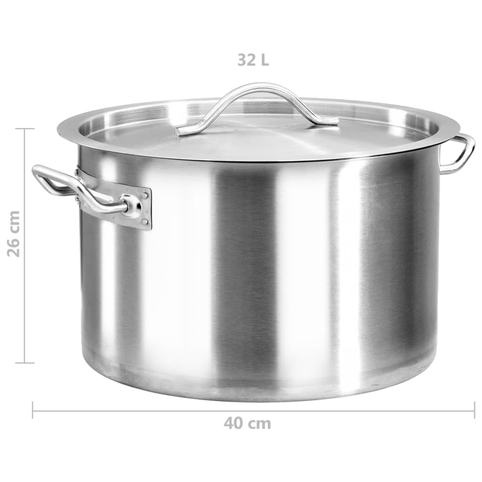 GuyAna Olla de Acero Inoxidable 32 L 40x26 cm Ollas Cocina Grandes Cacerola Baja Hoyas para Cocinar
