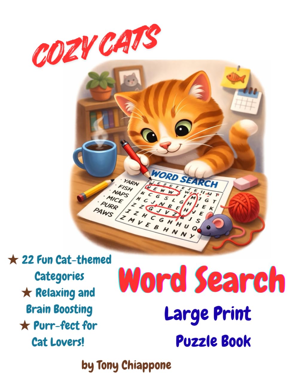 Cozy Cats Word Search: Large Print Puzzle Book for Cat Lovers
