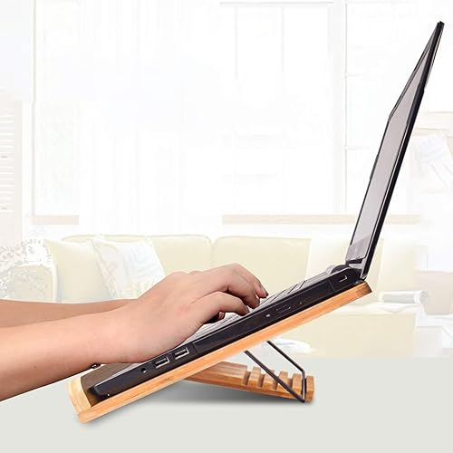 Miniatura 22 de wishacc Atril de bambú para libros de cocina con 5 alturas ajustables de 13.2 x 9.2 pulgadas